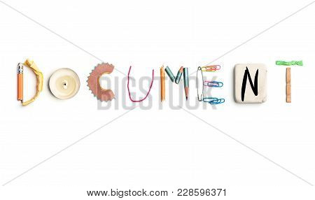 Concept Of Idea With Colorful Crumpled Paper. The Word Document Created From Office Stationery. The 