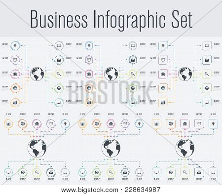 Set With Infographics. Data And Information Visualization. Template. Stock Vector. Dynamic Infograph