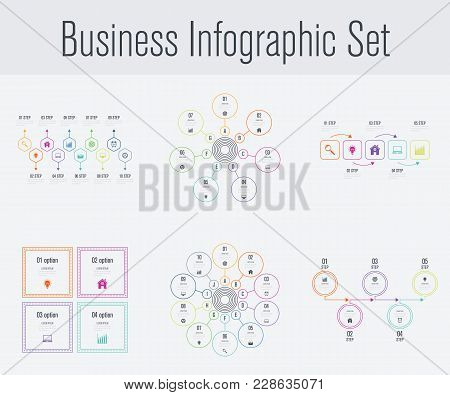 Set With Infographics. Data And Information Visualization. Template. Stock Vector. Dynamic Infograph
