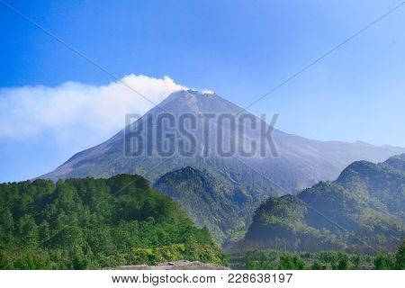Mount Merapi, Gunung Merapi Active Volcano In Central Java And Yogyakarta, Indonesia