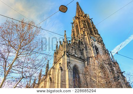 Architectural Detail Of The Church Of St Elizabeth In Basel, Switzerland