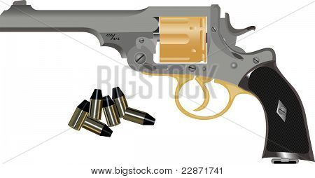 Trommel-Geschütz auf einem weißen Hintergrund mit Bullets.pdf
