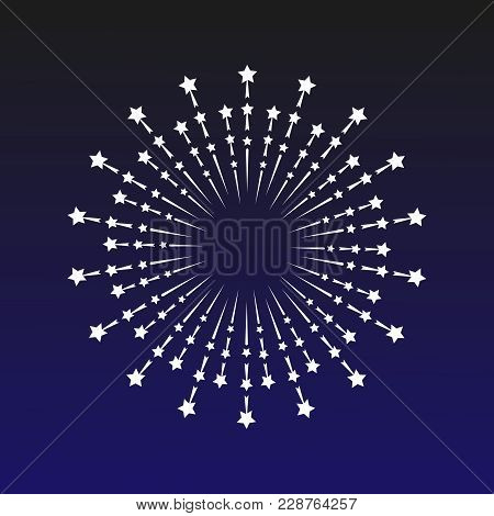 A Beautiful Firework. Bright Romantic Firework On A Dark Blue Background. Light Love Decoration Salu