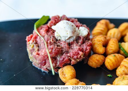 Steak Tartare Of Raw Beef With Corectomy From Potatoes