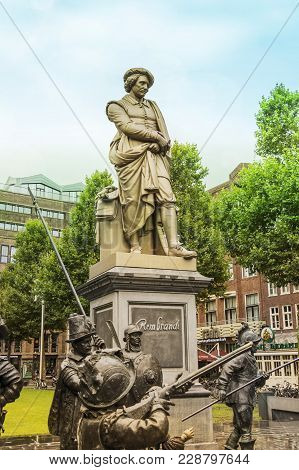 Statue Of Rembrandt In Amsterdam, The Netherlands