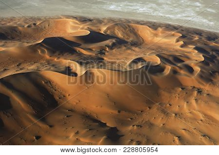 Aerial View Of Sand Dunes At Rub Al Khali
