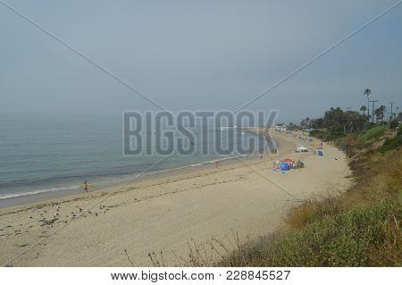Paradisiacal Malibu Beaches On A Cloudy Day. Sport Nature Landscape. July 4, 2017. Malibu California