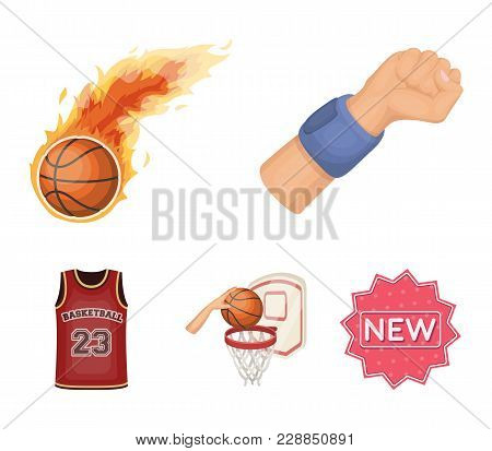Basketball And Attributes Cartoon Icons In Set Collection For Design.basketball Player And Equipment