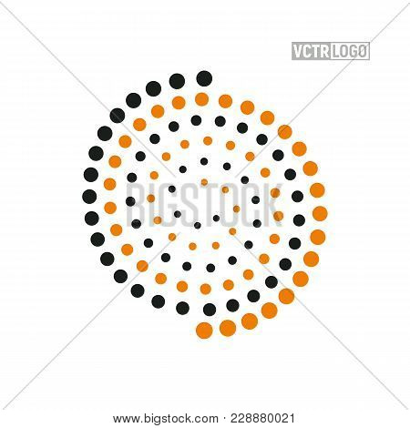 Vector Spiral Logo With Colour Dots Isolated Illustration. Abstract Swirl Logotype