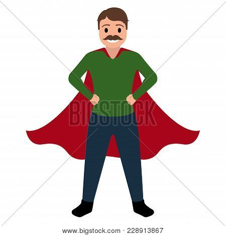Isolated Superdad Cartoon Character. Vector Illustration Design