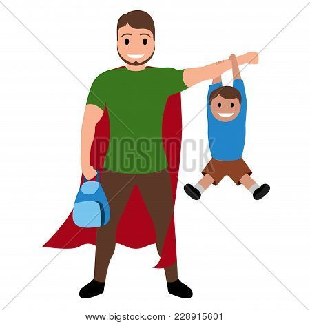 Isolated Superdad Cartoon Character. Vector Illustration Design