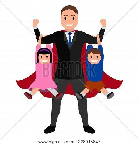 Isolated Superdad Cartoon Character. Vector Illustration Design