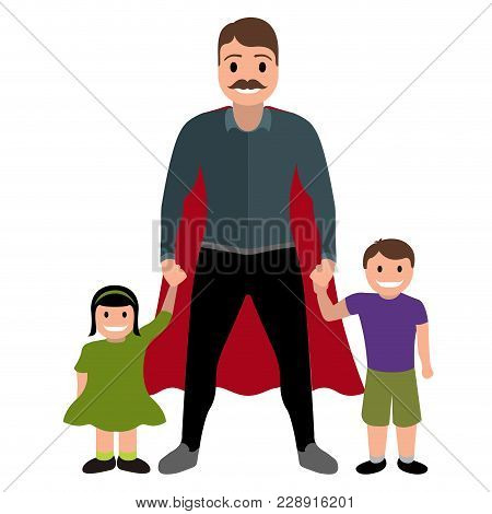 Isolated Superdad Cartoon Character. Vector Illustration Design