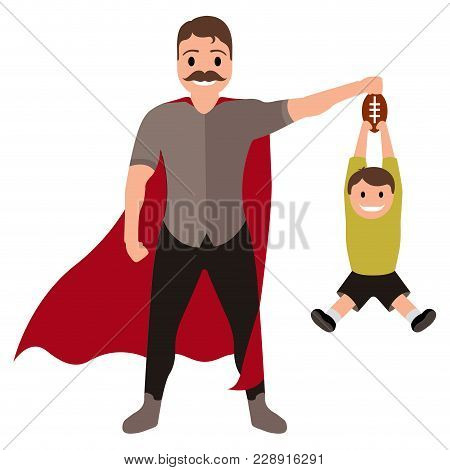 Isolated Superdad Cartoon Character. Vector Illustration Design