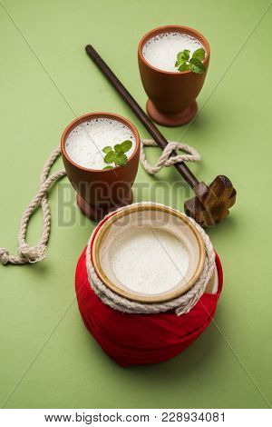 Lassie Or Lassi In Terracotta Glass - Lassi Is An Authentic Indian Cold Drink Made Up Of Curd And Mi