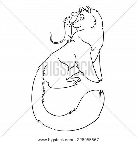 Illustration Friendship Of Rat And Pardus. Fantasy Animals. Vector Illustration
