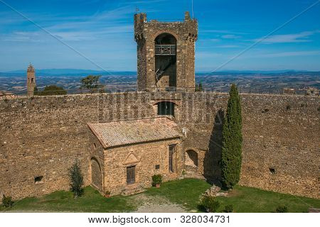 Montalcino, Italy - October 4, 2019: The Fortress Of Montalcino Is Was Built In 1381 By Domenico Di 