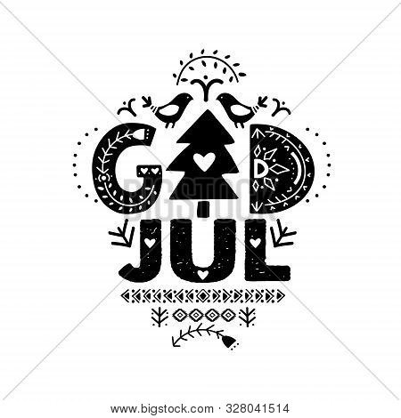 Merry Christmas Calligraphy In Swedish God Jul