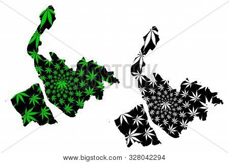 Merseyside (united Kingdom, England, Metropolitan County) Map Is Designed Cannabis Leaf Green And Bl