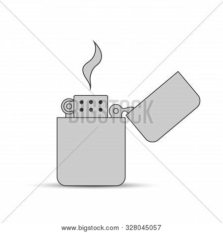 Icon Of Gas Or Petrol Lighter. Flat Design