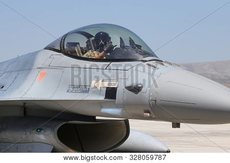 Konya, Turkey - June 26, 2019: Jordan Air Force General Dynamics F-16am Fighting Falcon (cn 6d-106/m