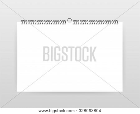 Blank Wall Calendar With Spring. Calendar Mock Up. Vector Stock Illustration.
