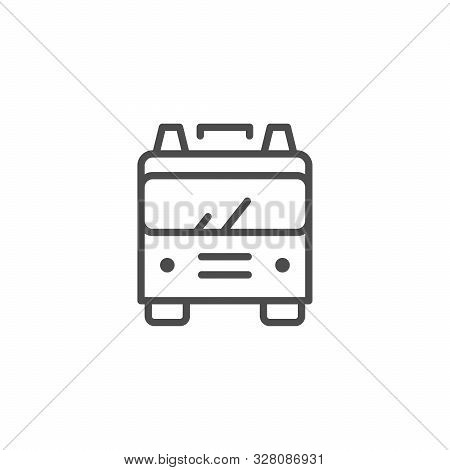 Fire Engine Line Outline Icon Isolated On White. Front Element Speed Firefighting Truck. Protection,
