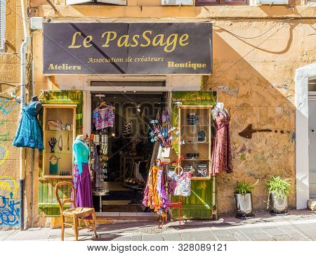 Marseille France. 22 June 2019. A View Of A Local Shop In The Old Town La Panier In Marseille In Fra