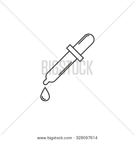Pipette In Linear Style. Vector Background With Pipet On White Background.