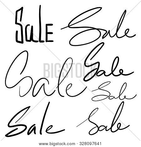 Set Of Vector Handwriting Words Sale. Handdrawn Ink Brush Lettering Phrase Sale. Modern Collection C