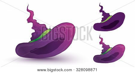 Vector Set Illustrations Of Witch Hat For Halloween Party. Witch Hat Template For Halloween.