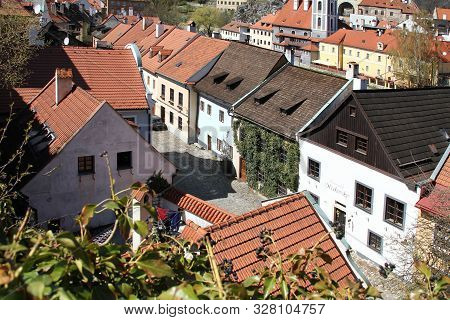 Cesky Krumlov, Czech - April 25, 2012: This Is Parkan Street, One Of The Residential Streets Of The 