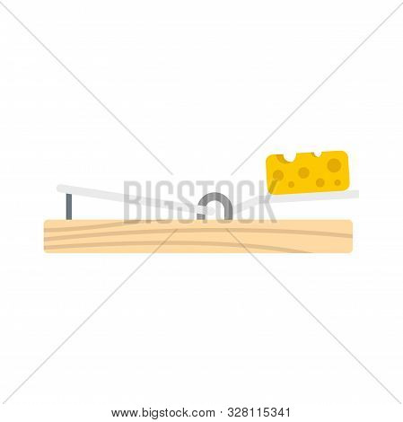 Mouse Trap Cheese Icon. Flat Illustration Of Mouse Trap Cheese Vector Icon For Web Design