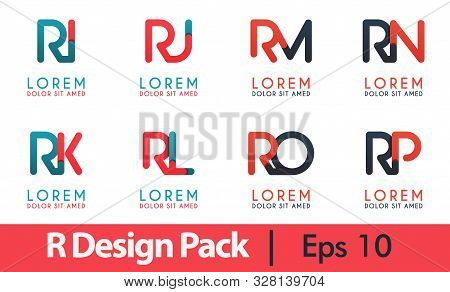 R Logo Pack, Ri Logo Set. Modern Flat Design Concept For Landing Page Website, Mobile Apps Ui Ux, Ba