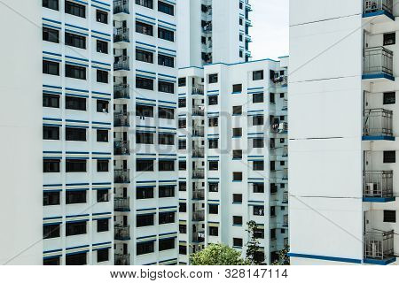 Singapore-17 Oct 2017: Singapore Hdb Residential Building Area Aerial View
