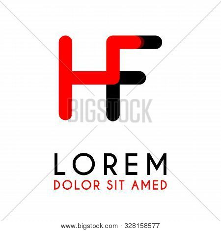 Initial Letter Hf With Red Black And Has Rounded Corners