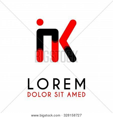 Initial Letter Ik With Red Black And Has Rounded Corners