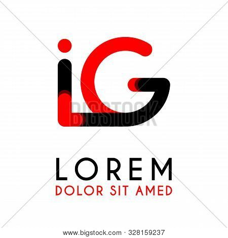 Initial Letter Ig With Red Black And Has Rounded Corners