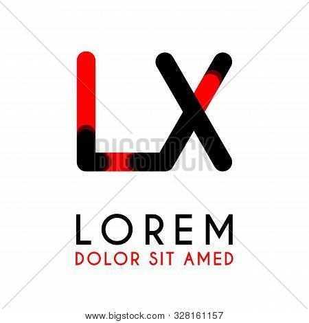 Initial Letter Lx With Red Black And Has Rounded Corners