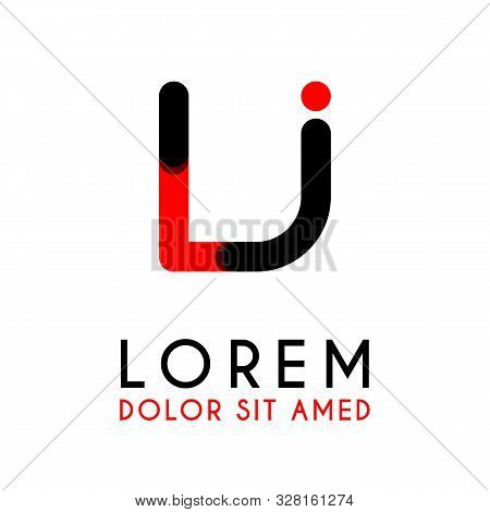 Initial Letter Lj With Red Black And Has Rounded Corners