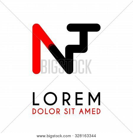 Initial Letter Nt With Red Black And Has Rounded Corners
