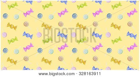 Halloween Seamless Pattern. Candy. Autumn Vector Illustration