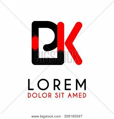 Initial Letter Pk With Red Black And Has Rounded Corners