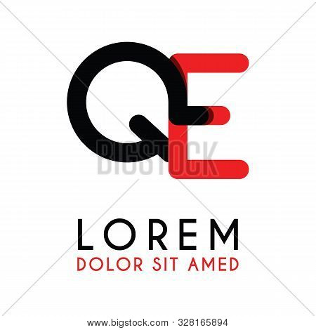Initial Letter Qe With Red Black And Has Rounded Corners