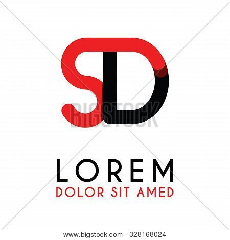 Initial Letter Sd With Red Black And Has Rounded Corners