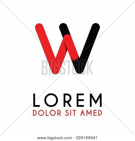 Initial Letter Vv With Red Black And Has Rounded Corners