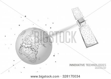 Telecommunication Defense Satellite In Space. Orbital Sputnik Receiver Military Security Data Transm