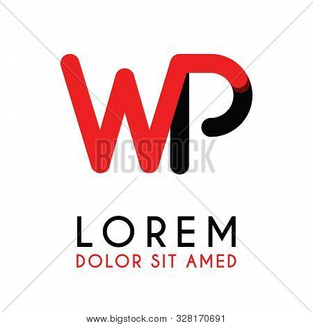 Initial Letter Wp With Red Black And Has Rounded Corners