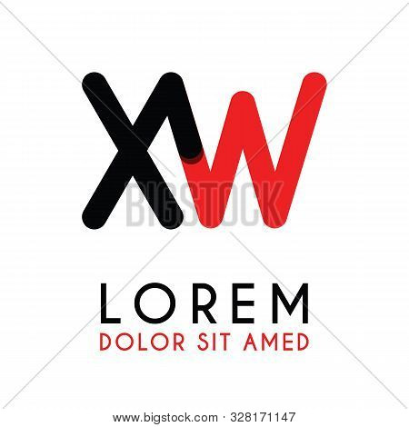 Initial Letter Xw With Red Black And Has Rounded Corners