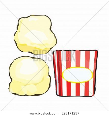 Popcorn Vector On White Background Poster, Realistic, Red.